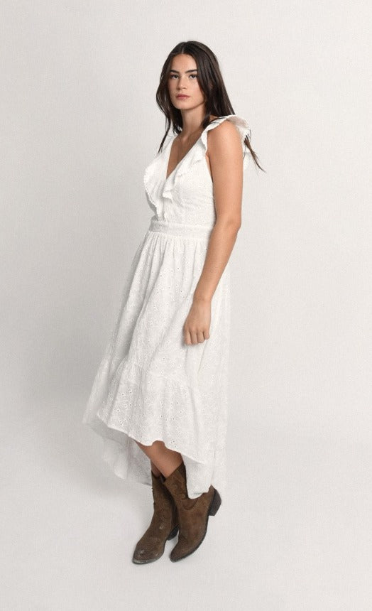 Molly Bracken - Long Dress with Crossed Straps in The Back - White - Xs Molly Bracken - Long Dress with Crossed Straps in The Back - White - Xs