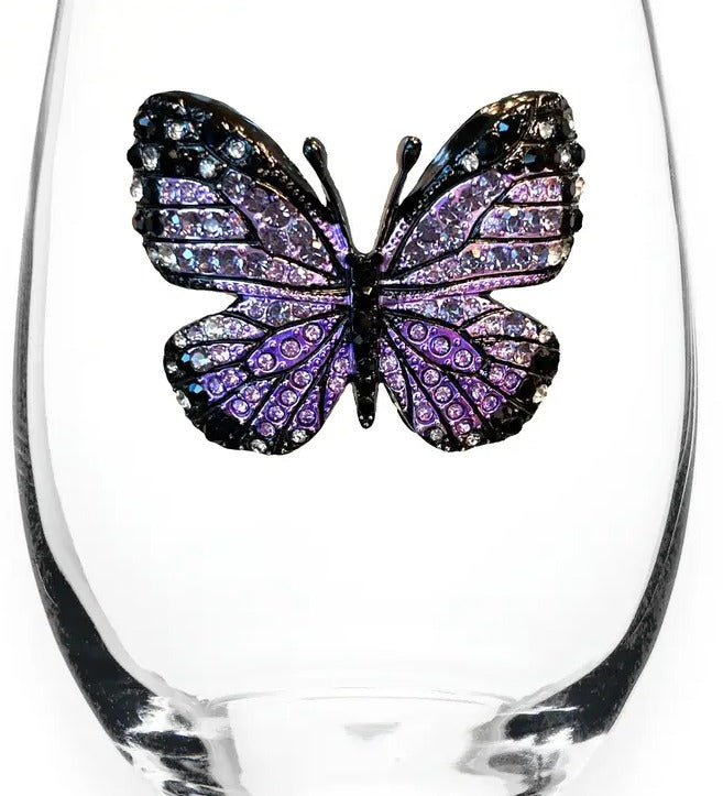 Fancy Butterfly - Stemless Wine Glass