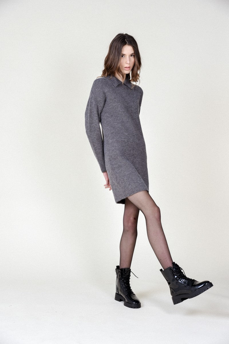 Molly Bracken Long Sleeve Sweater Minidress in Dark Grey at Nordstrom, Size Small