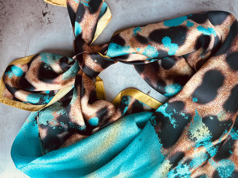 Turquoise Gold Leopard Wild Rag – Steamboat Dry Goods