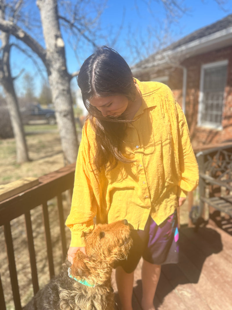 Golden Oversized Woven Shirt