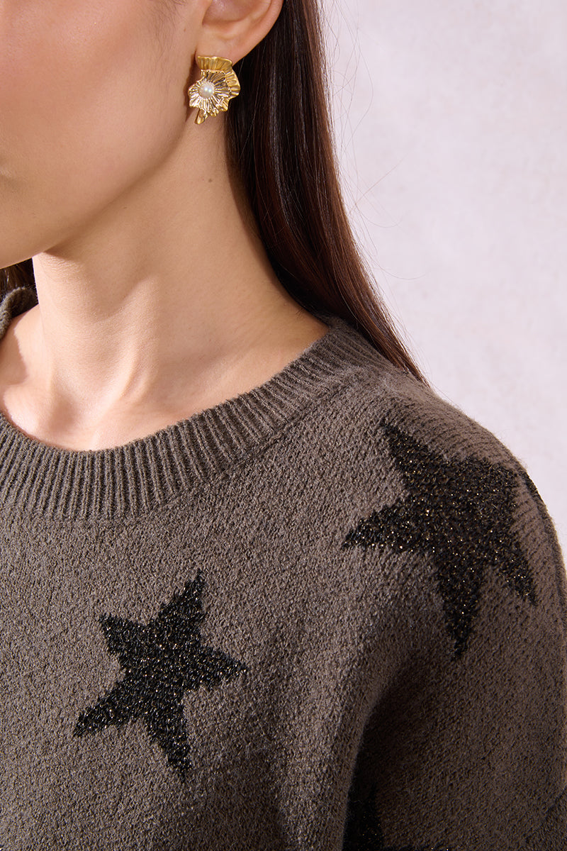 Ladies Knitted Star Sweater