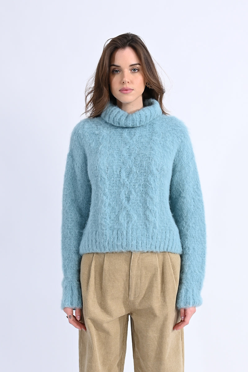 Turtleneck Cable Knitted Sweater