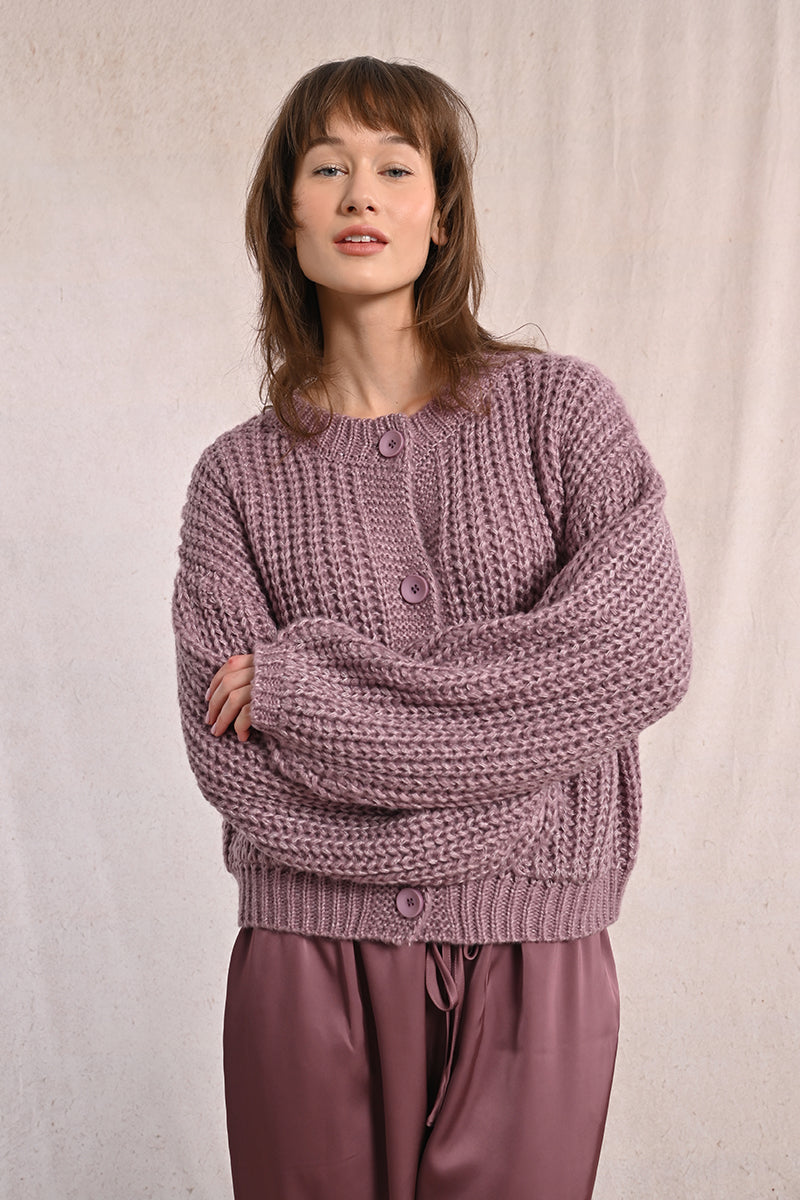 Ladies Chunky Knit Cardigan