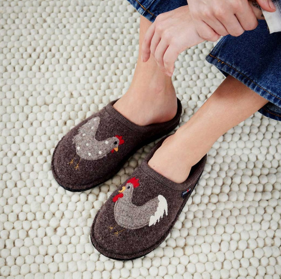 HAFLINGER Women's Gallina Wool Slippers – Cozy Boiled Wool With Chicken Applique - View #5