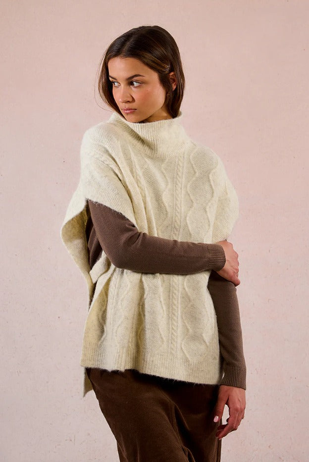 Ladies Sleeveless Sweater, Poncho Style