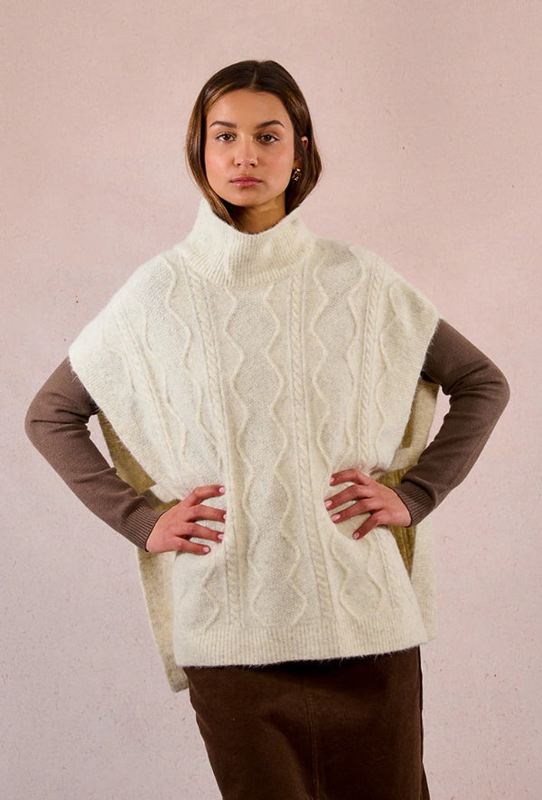 Ladies Sleeveless Sweater, Poncho Style