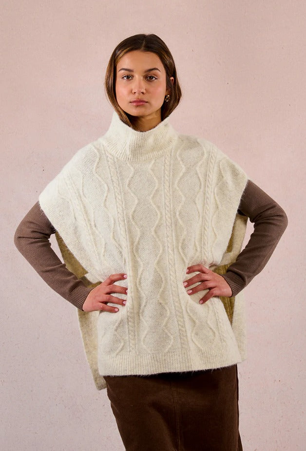 Ladies Sleeveless Sweater, Poncho Style