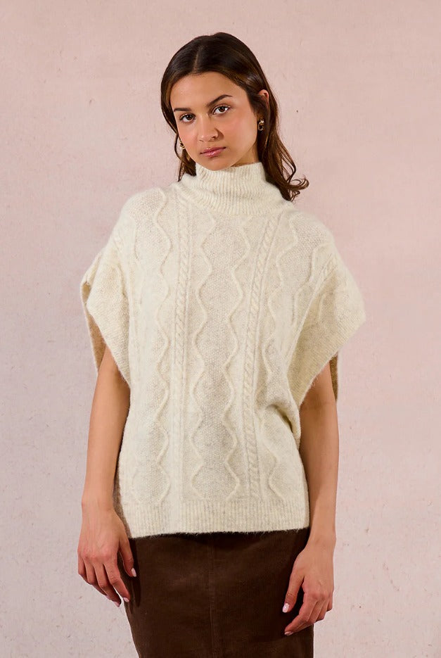 Ladies Sleeveless Sweater, Poncho Style