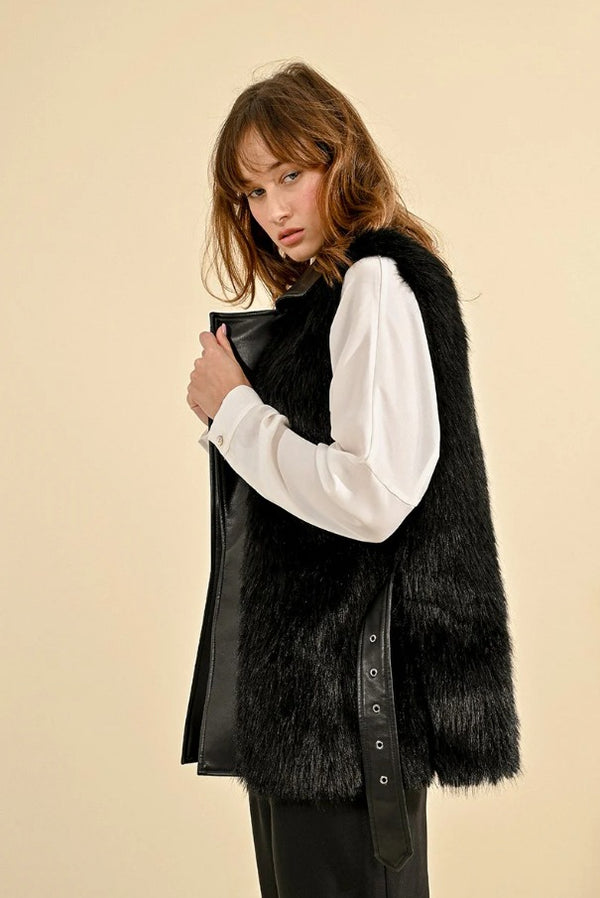 Faux Fur Sleeveless Jacket