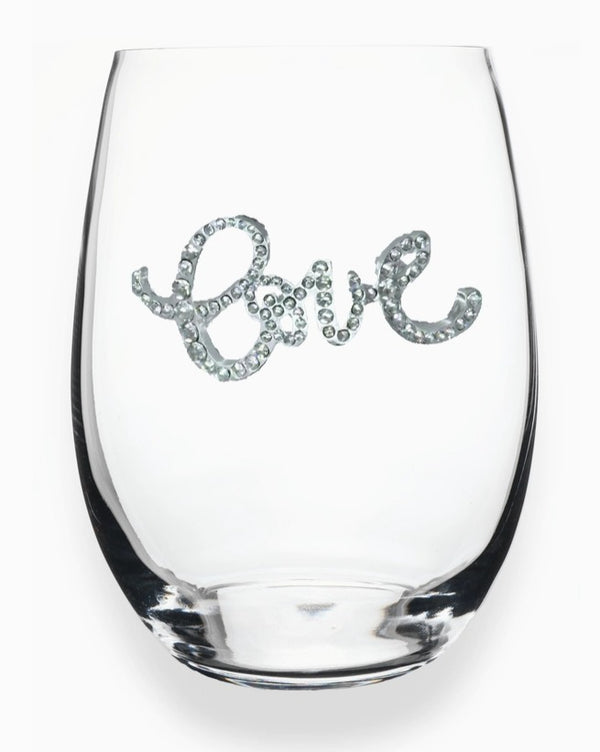 Love Jeweled Wine Glass