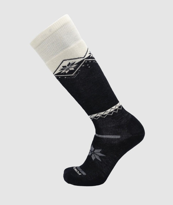 Snowflake Block Medium Weight Over-the-Calf Ski/Snowboard Sock