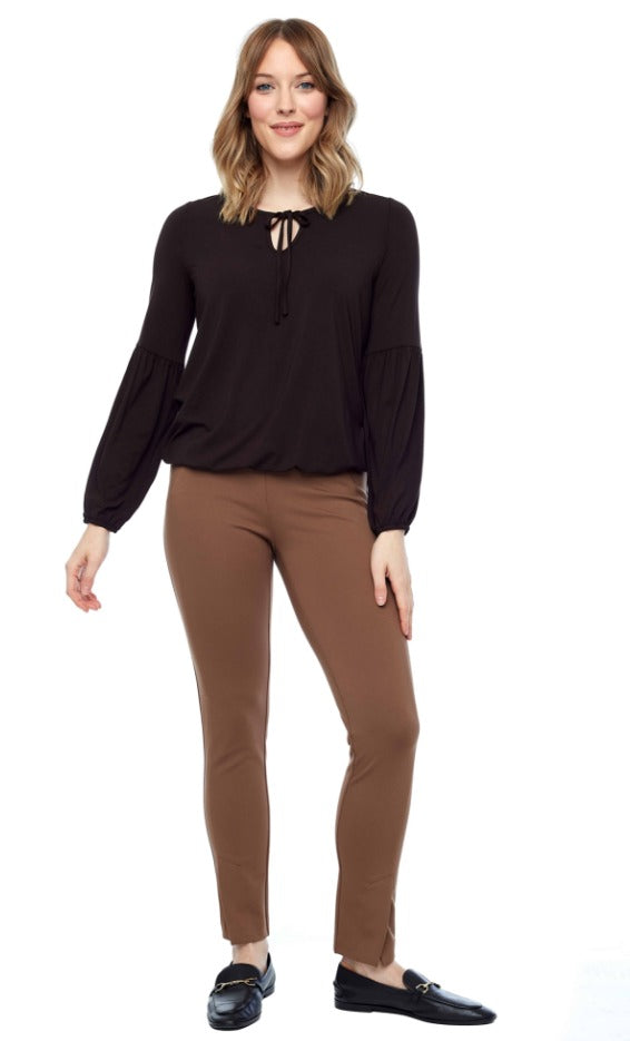 Bamboo Knit Long Sleeve Tie Neck Top