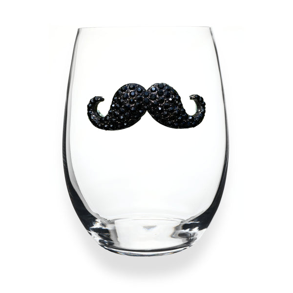 Mustache Jeweled Stemless Glass