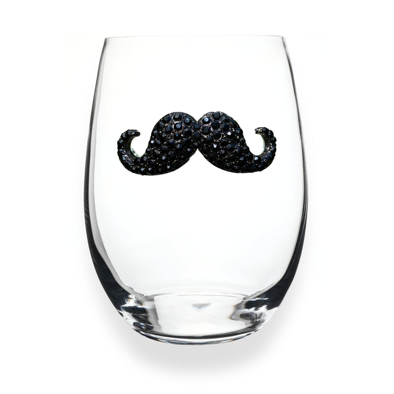 Mustache Jeweled Stemless Glass