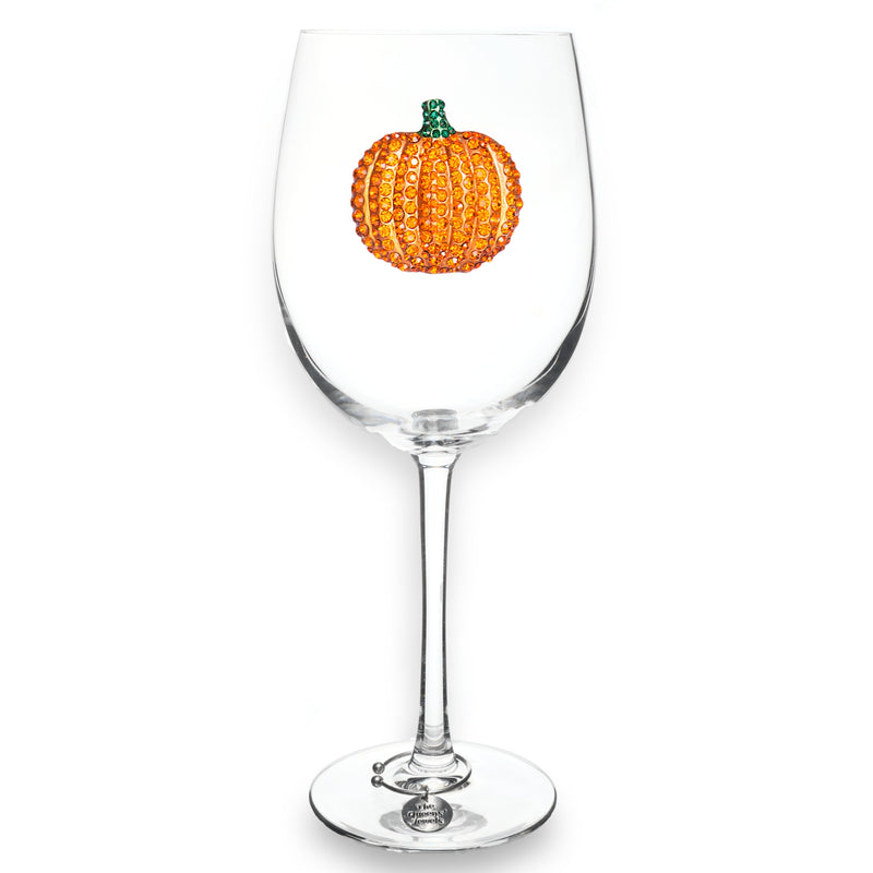 Pumpkin Jeweled Stemmed Wine Glass