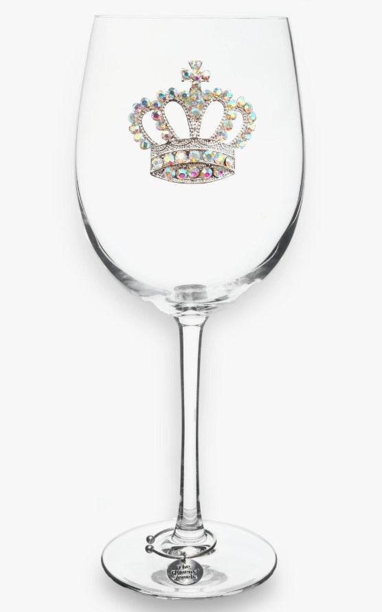 Aurora Borealis Crown Jeweled Stemmed Glass