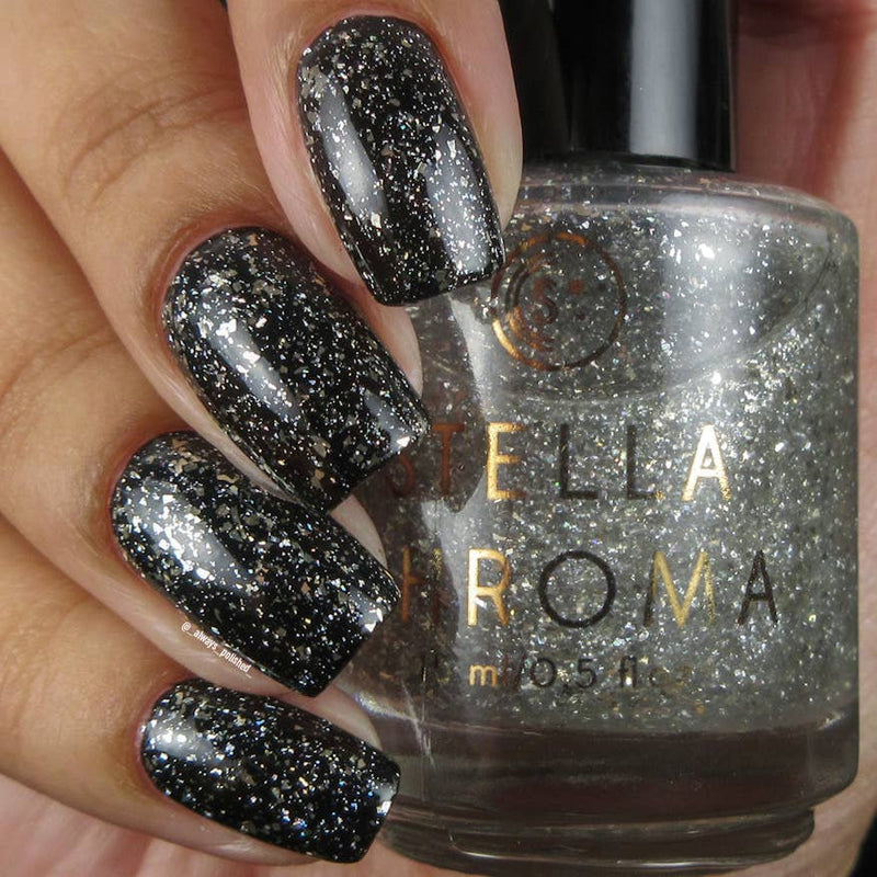 Use the tangled tinsel over solid nail polish for more shine